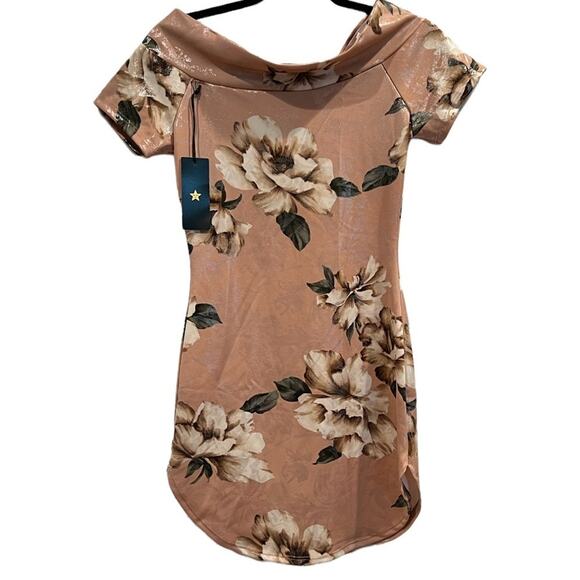 NWT ANNE ABELLA Los Angeles Shiny Floral Mini Dress SIZE S - Picture 1 of 4